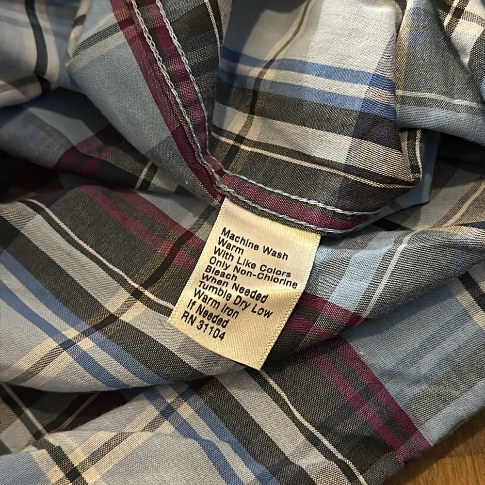 Saddlebred Blue White Purple Plaid Long Sleeve Button Down Mens Shirt XXL - Picture 7 of 13
